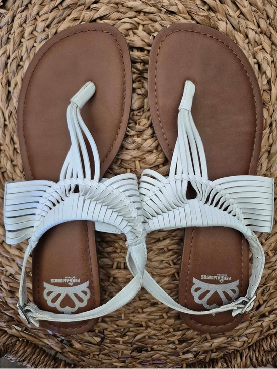 Fergalicious By Fergie Shoes - Women’s White Braided Toe-Loop Sandals